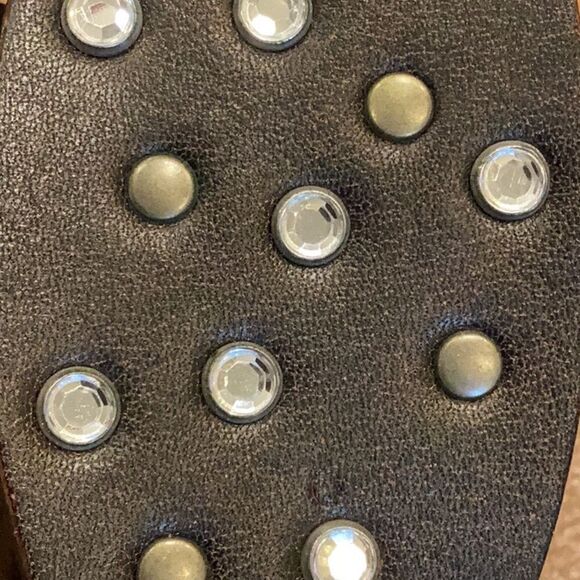 Nanni Studded Brown Leather Belt Bronze Accents Made in Italy Sz 38 - Picture 8 of 9